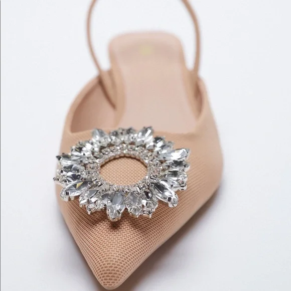 ZARA Jewel Trim Kitten Heels - Picture 3 of 6